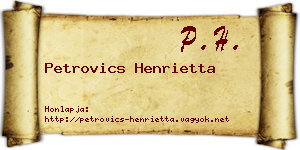 Petrovics Henrietta névjegykártya