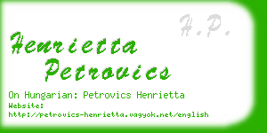 henrietta petrovics business card